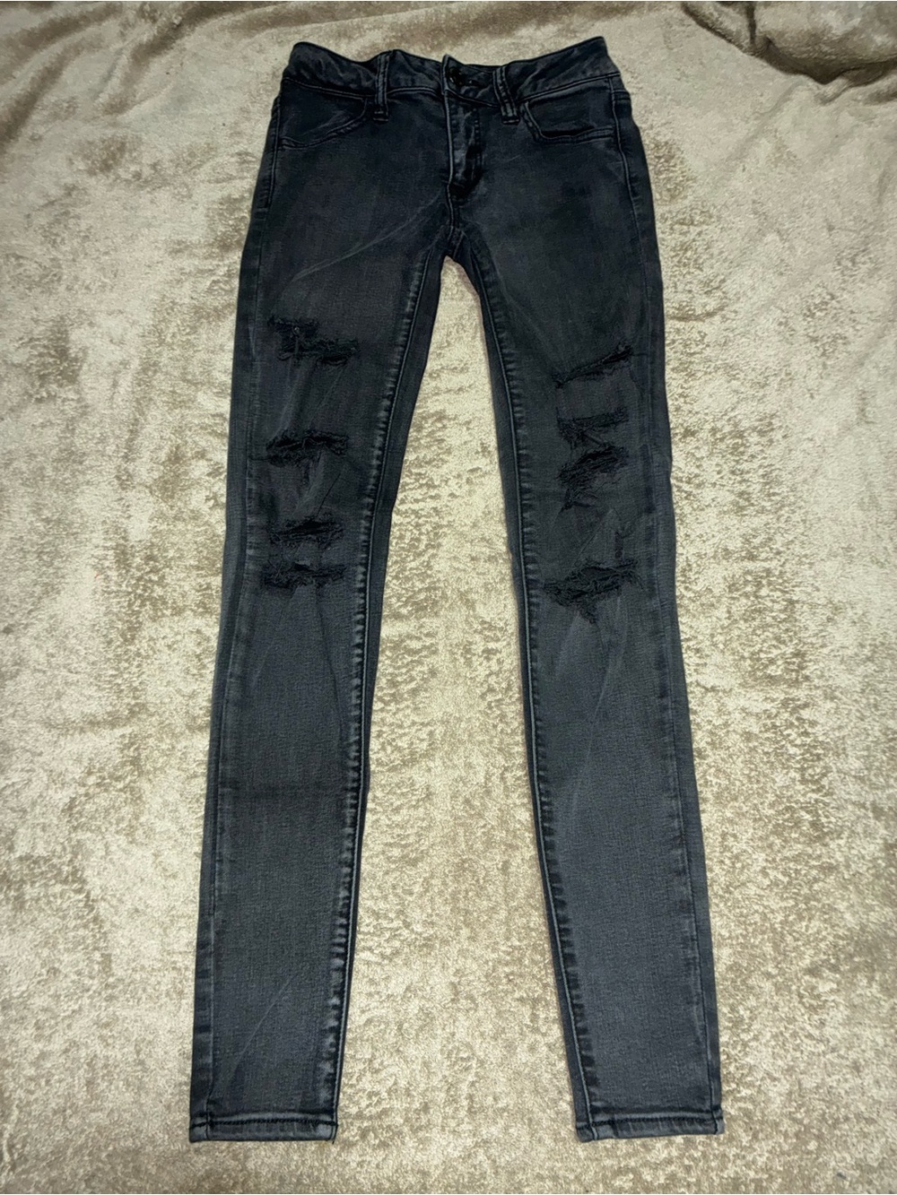 American Eagle Outfitters Black Distressed Skinny Jeans - Women